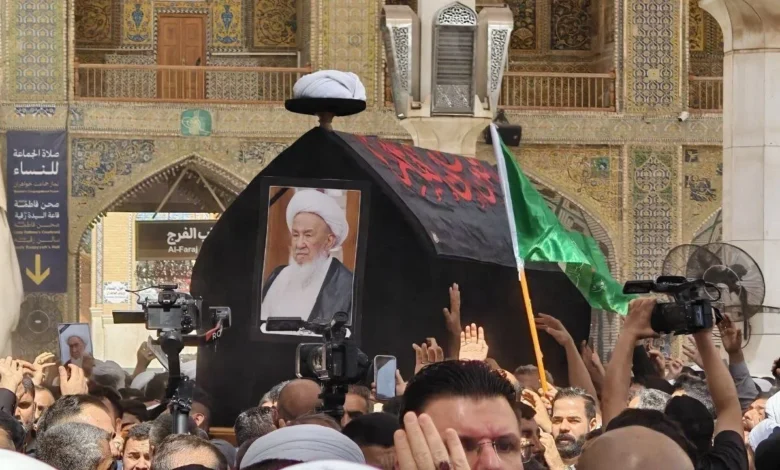 تشييع جثمان المرجع الشيخ محمد إسحاق الفياض في النجف الأشرف