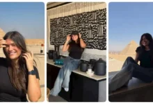 ديانا هشام تتألق في أحدث إطلالة لها أمام الأهرامات