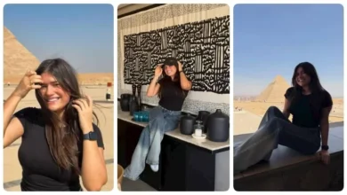 ديانا هشام تتألق في أحدث إطلالة لها أمام الأهرامات