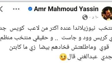 عمرو محمود ياسين: مواجهة مصر ونيوزيلندا تتطلب استعداداً لمواجهة منتخب منظم وقوي