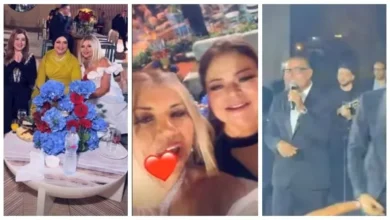ماجدة زكي تتألق في ظهور نادر خلال حفل زفاف أمام الأهرامات بحضور عمرو دياب