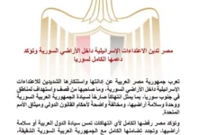 مصر تدين الاعتداءات الإسرائيلية في الأراضي السورية