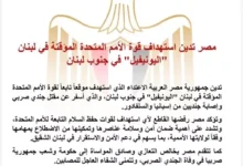 مصر تندد بالهجوم على قوة اليونيفيل في جنوب لبنان