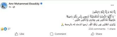 وفاة والد الفنانة دينا الوديدي بعد معاناة مع المرض 1 وفاة والد الفنانة دينا الوديدي بعد معاناة مع المرض