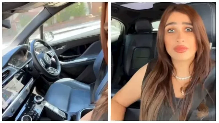 "ياسمين عبد العزيز تمازح جمهورها بتجربة سيارة ذاتية الحركة في لوس أنجلوس"
