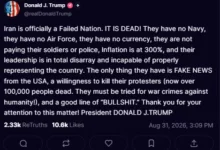 ترامب يدعو لمحاكمة قادة إيران بتهم جرائم حرب ضد الإنسانية