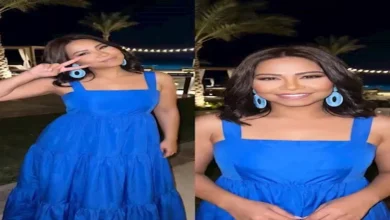 جلسة تصوير بالذكاء الاصطناعي لشيرين عبد الوهاب بفستان أزرق تثير الجدل