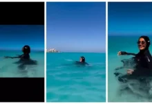حلا شيحة تظهر بإطلالة جديدة في البحر بملابس السباحة "البوركيني"