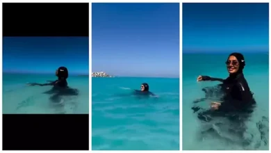 حلا شيحة تظهر بإطلالة جديدة في البحر بملابس السباحة "البوركيني"