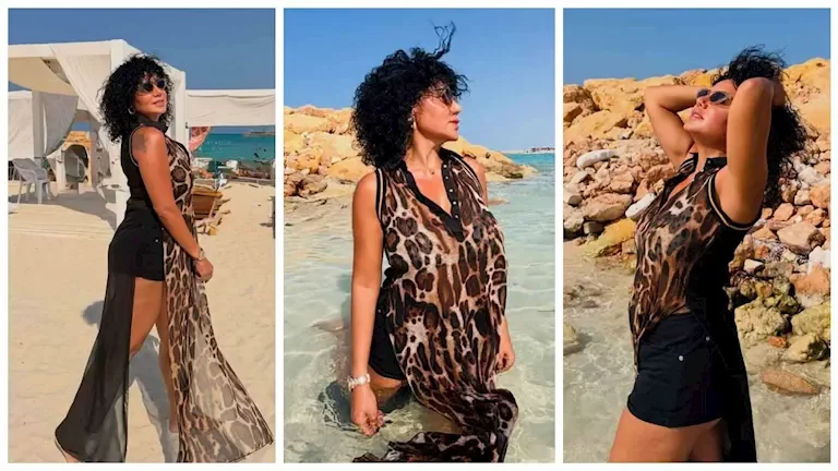 رانيا يوسف تستمتع بعطلتها الصيفية وتشارك صورًا من داخل البحر