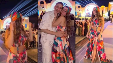 رنا رئيس تتألق بإطلالة جريئة برفقة زوجها في حفل شاهد