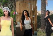 كارولين عزمي تتألق بإطلالات مميزة أمام البحر بألوان الأبيض والأصفر والأسود