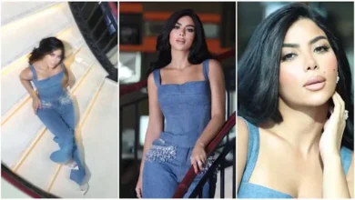 كارولين عزمي تتألق بإطلالة أنيقة وجريئة بفستان جينز