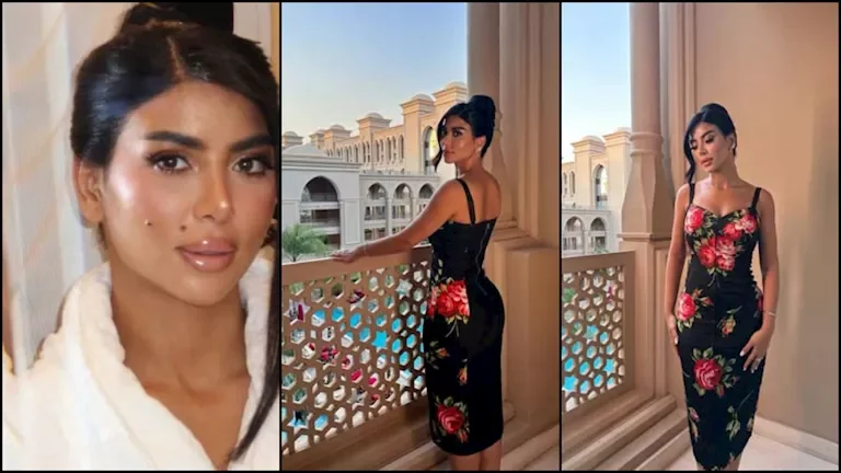 كارولين عزمي تتألق بفستان أنيق مزين بالورود