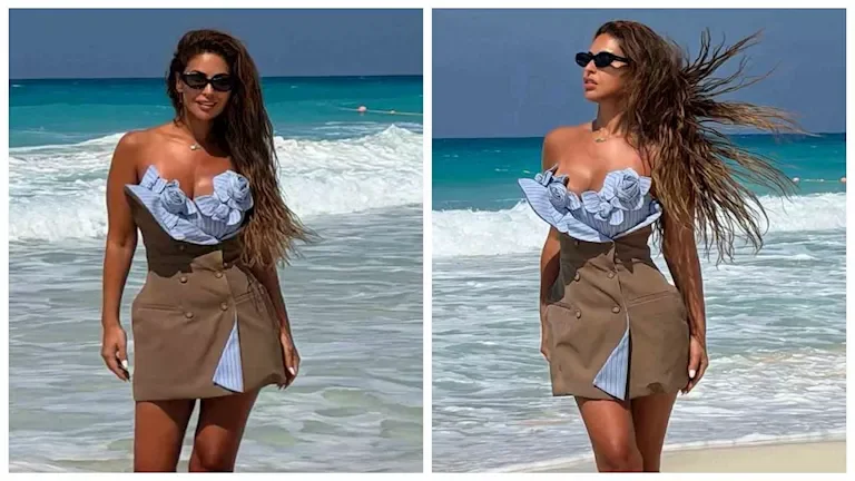 مي سليم تتألق بإطلالة مميزة على شاطئ البحر