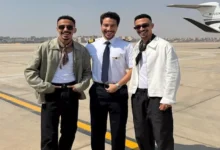 نور النبوي مع أحمد غزي وكزبرة في كواليس فيلم "محمود التاني"