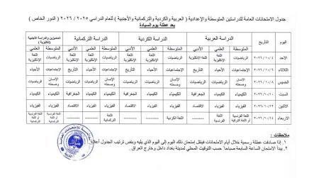 التربية تعيد جدولة الامتحانات العامة للدور الخاص تزامناً مع عطلة "يوم السيادة"