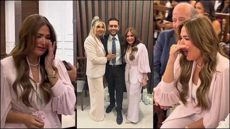 بكاء صابرين وظهور والدتها في عقد قران نجلها بالصور