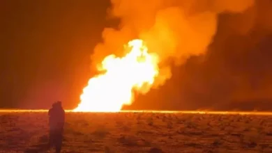 حريق في خط غاز بين الشولا ودير الزور نتيجة عمل تخريبي