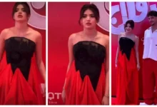 سوزي الأردنية تتألق برفقة خطيبها مونلي في عرض فيلم "ريد فلاج"