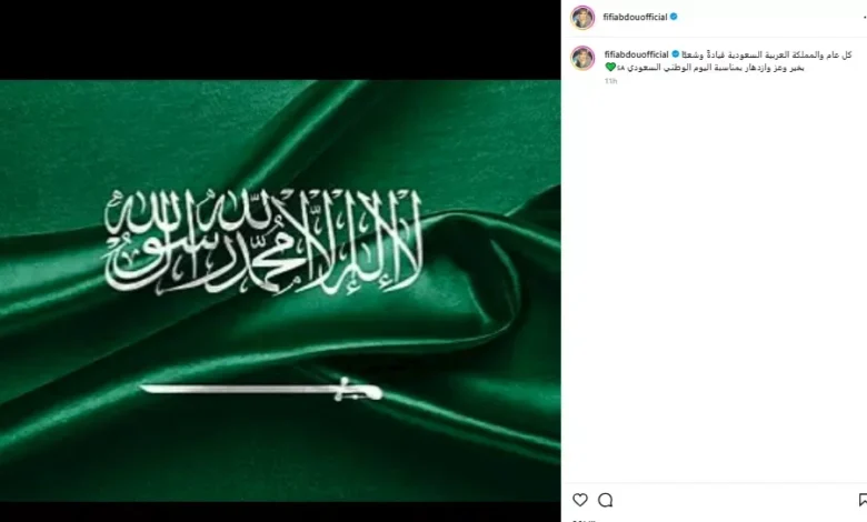 فيفي عبده تعبر عن احتفائها باليوم الوطني السعودي الـ96