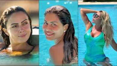 منة فضالي ورزان مغربي تستمتعان بأوقات منعشة في حمام السباحة
