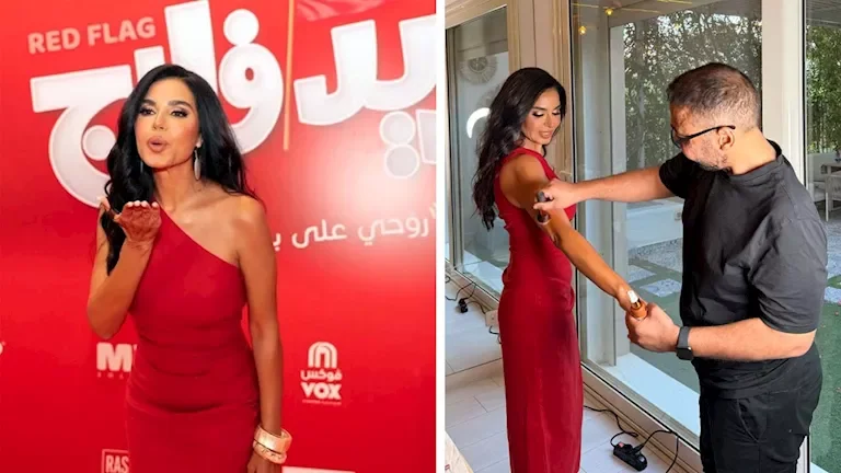 نسرين أمين تتألق بفستان مميز في العرض الخاص لفيلم "ريد فلاج"