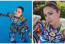 نسرين طافش تبرز بإطلالة مميزة في أحدث ظهور لها بحمام السباحة