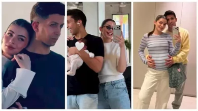هشام جمال يحتفل بعيد ميلاد ليلى زاهر ويشارك أول صورة لابنتهما إيلا