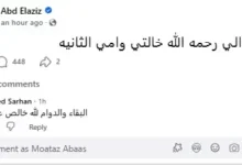 وائل عبدالعزيز يعلن عن وفاة خالته