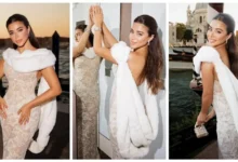 يارا السكري تتألق بفستان أبيض في مهرجان فينيسيا