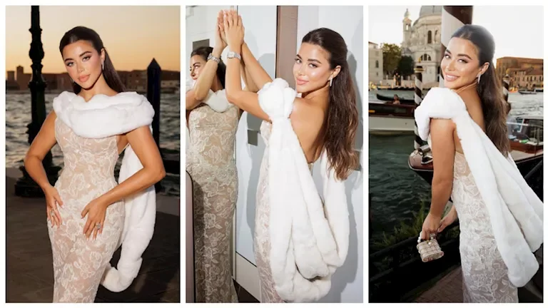 يارا السكري تتألق بفستان أبيض في مهرجان فينيسيا