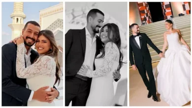 صور رومانسية مميزة لديانا هشام مع زوجها تتألق بحضن وقبلة على الخد